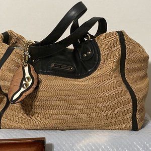 Juicy Couture Large Leather & Straw Tote Bag LIKE NEW - FREE SHIPPING